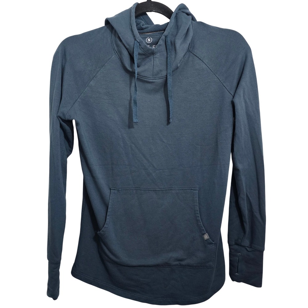 Free Fly Mens Bamboo Fleece‎ Pullover Hoodie Blue Slate Small Raglan Thumbhole